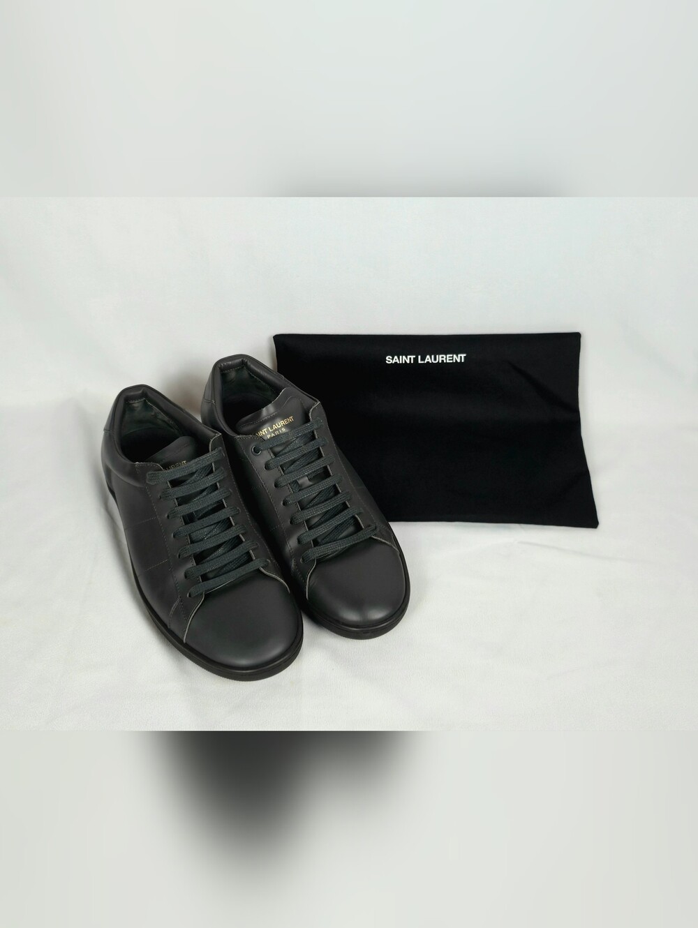 Saint Laurent SL/01 Gray Leather Low-Top Sneakers | US 10.5/EU 43.5 | Dust Bag - Picture 7 of 12